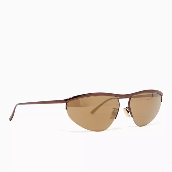 Bottega Veneta Oval Metal Pathos Cat Eye Mirrored Sunglasses BV1091S